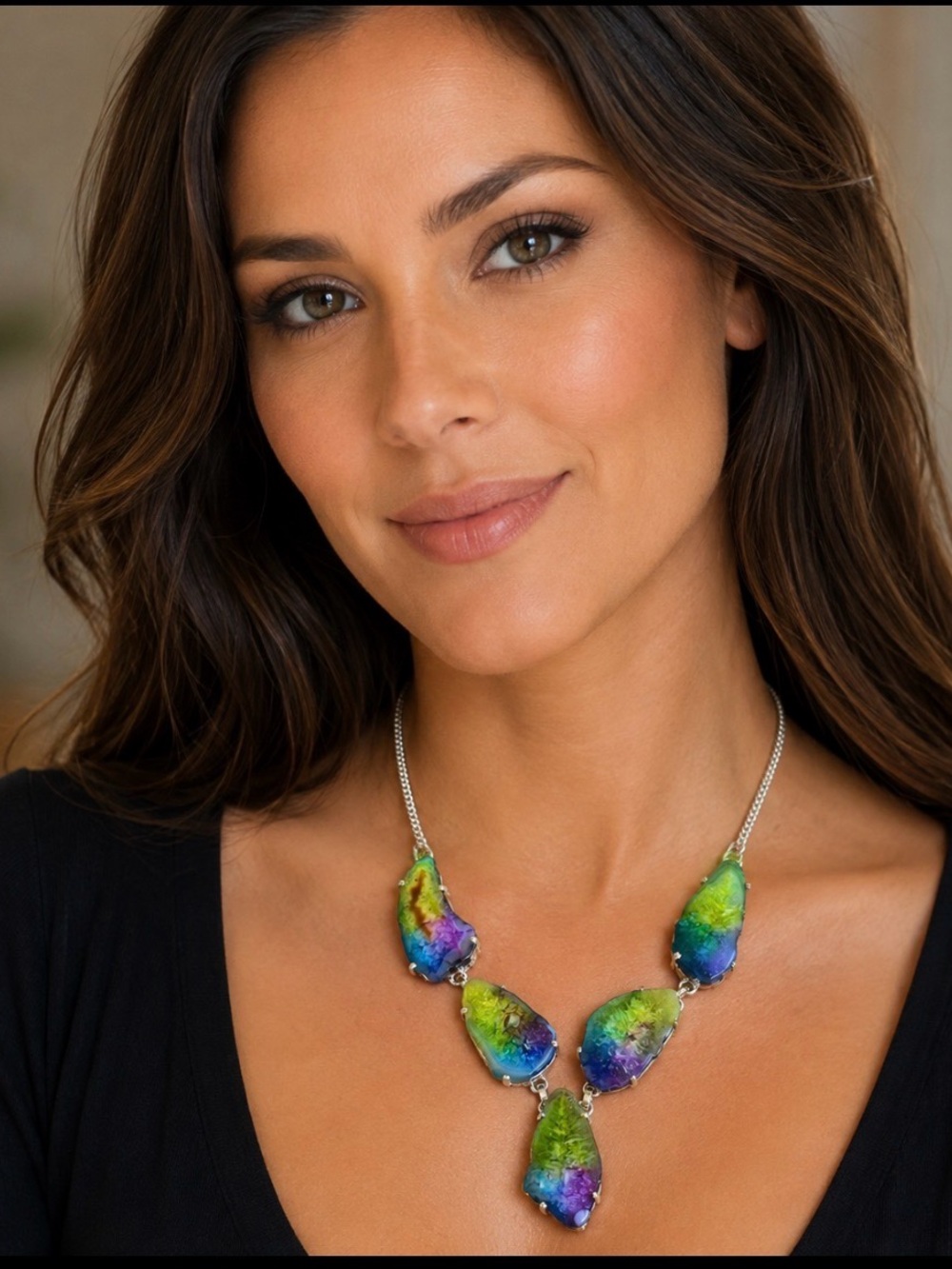 Rainbow Solar Agate Necklace